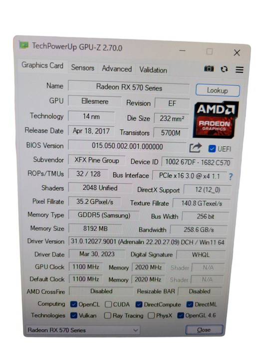 AMD RX570 8GB GDDR5 PCIE + ARCTIC ACCELERO EXTREME IV