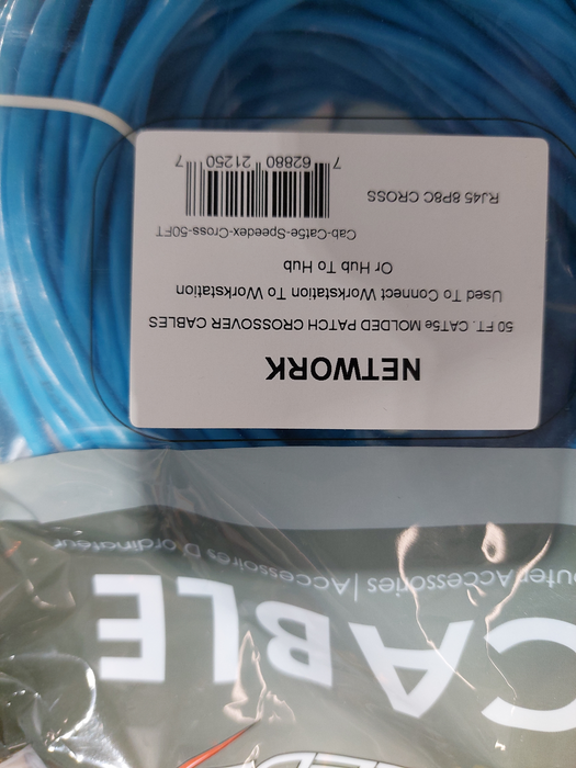 Network Cable 50Ft Cat 5E Molded Patch Crossover Cables ( new )