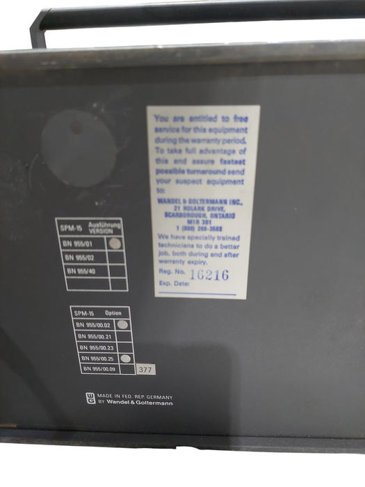 WG Wandel & Goltermann SPM-15 SELEKTIVER PEGELMESSER Level Meter 50Hz ...10Mhz