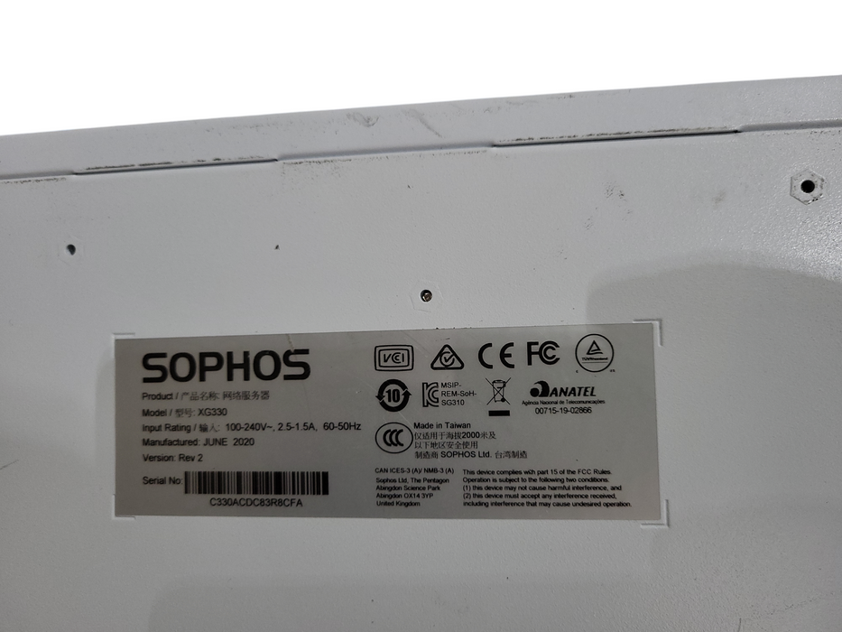 Sophos XG 330 Rev. 2 Firewall Security Network Appliance, Factory Reset