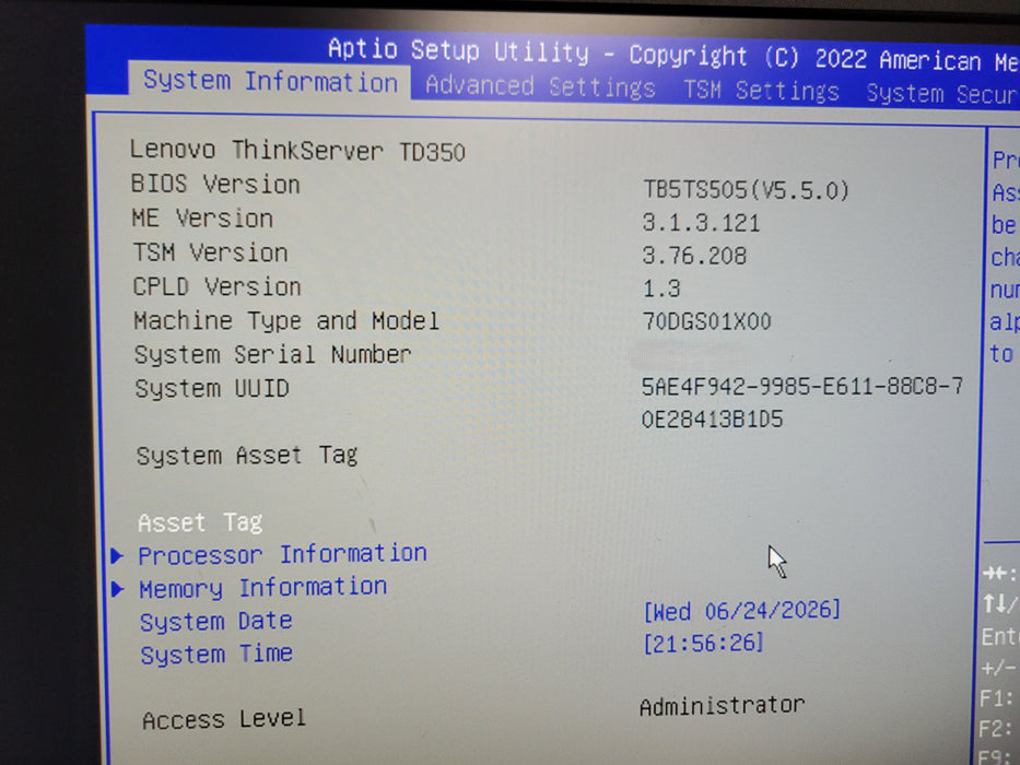 2x Xeon E5-2623 v3 LENOVO ThinkServer TD350 L32TT1 32GB DDR4 RAM