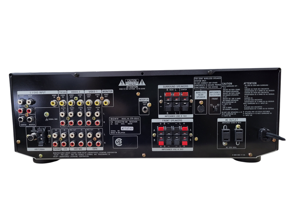 Sony STR-DE615 5.1 A/V Receiver 100W Dolby Digital DTS AM/FM Digital Tuner
