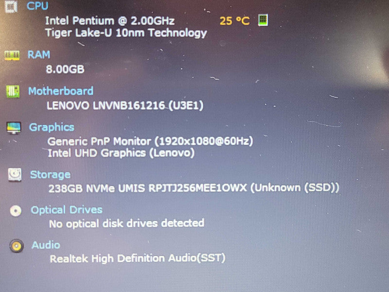 Lenovo IdeaPad 315ITL6| Pentium Gold 7505| 8GB DDR4| 256GB SSD READ Î² BudLap