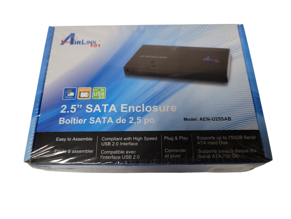 AirLink AEN-U25SAB 3.0 Portable External 2.5 SATA Hard Drive Case Enclosure NEW