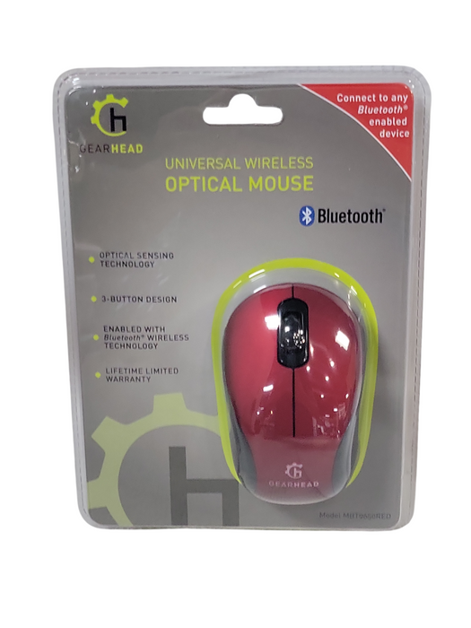 New Gear Head Universal Wireless Optical Mouse Bluetooth MBT9650RED