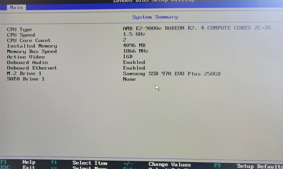 Lenovo ThinkCentre M625q AMD E2-9000e Radeon R2 1.5GHz 4GB DDR4, 250GB NVMe, SEE