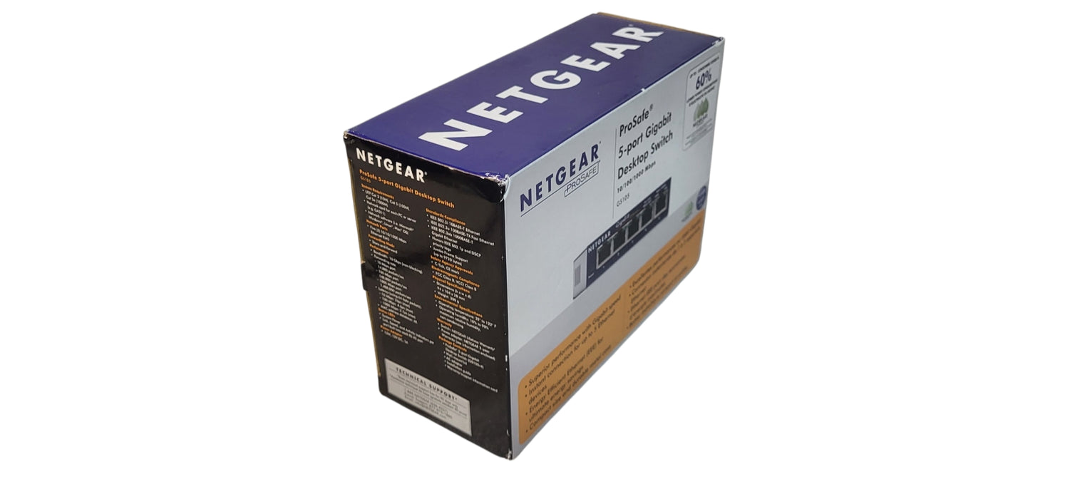 NETGEAR GS105 ProSafe 5-Port Gigabit Ethernet Switch W/Box