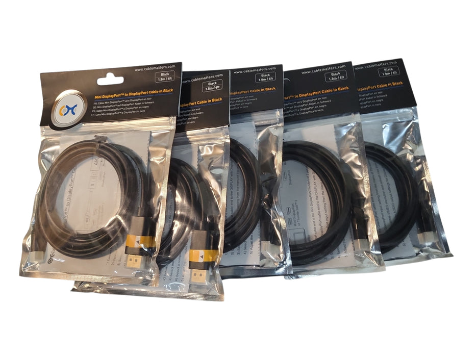 Lot of 5x Brand New Cable Matters Mini DisplayPort to DisplayPort Cable 6ft