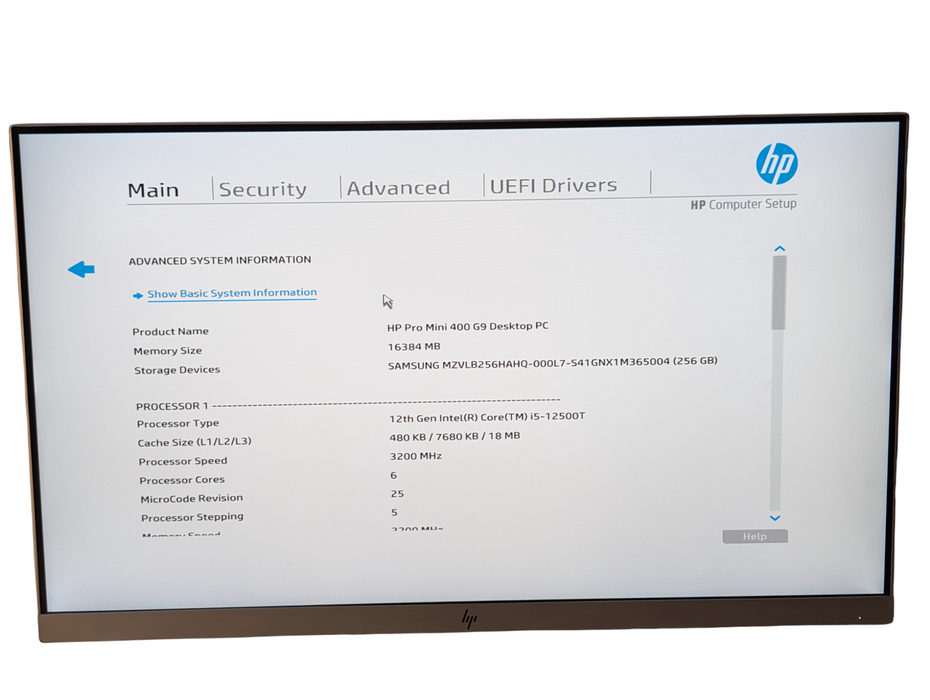 HP Pro Mini 400 G9 Intel Core i5-12500T 16GB RMA 256GB NVMe SSD