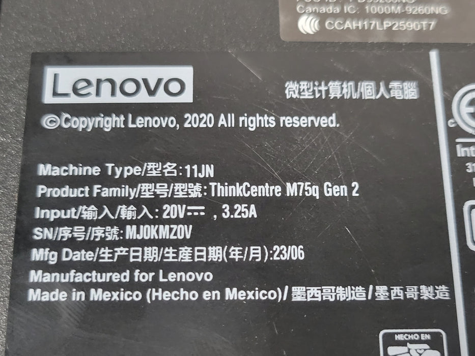 Lenovo ThinkCentre M75q Gen2, AMD Ryzen 5 Pro 5650GE, 16GB DDR4, 256GB NVMe