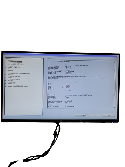 DELL VOSTRO 3888 INTEL CORE I5-10400 2.90GHZ 8GB RAM NO HDD/SSD