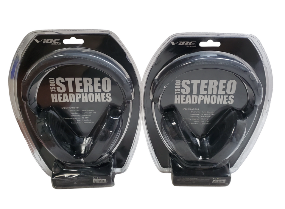Lot 2x NEW - Vibe Sound 750DJ Stereo Headphones
