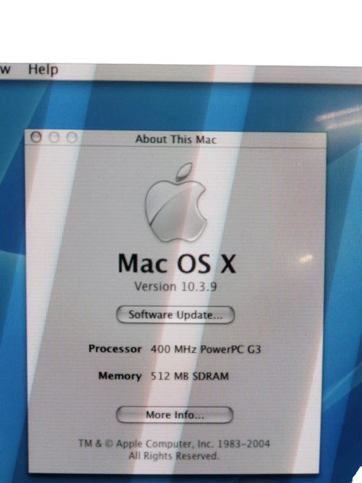 iMac G3 PowerPC 750 400MHz 512MB RAM 10GB HDD