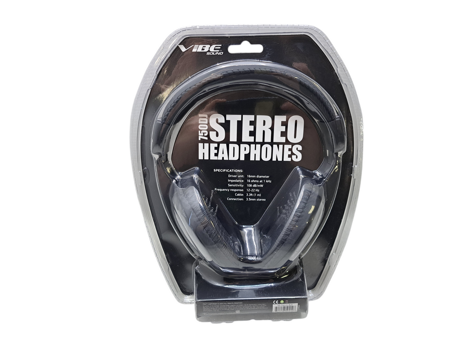 Vibe 750DJ Stereo Headphones Black NEW Sealed