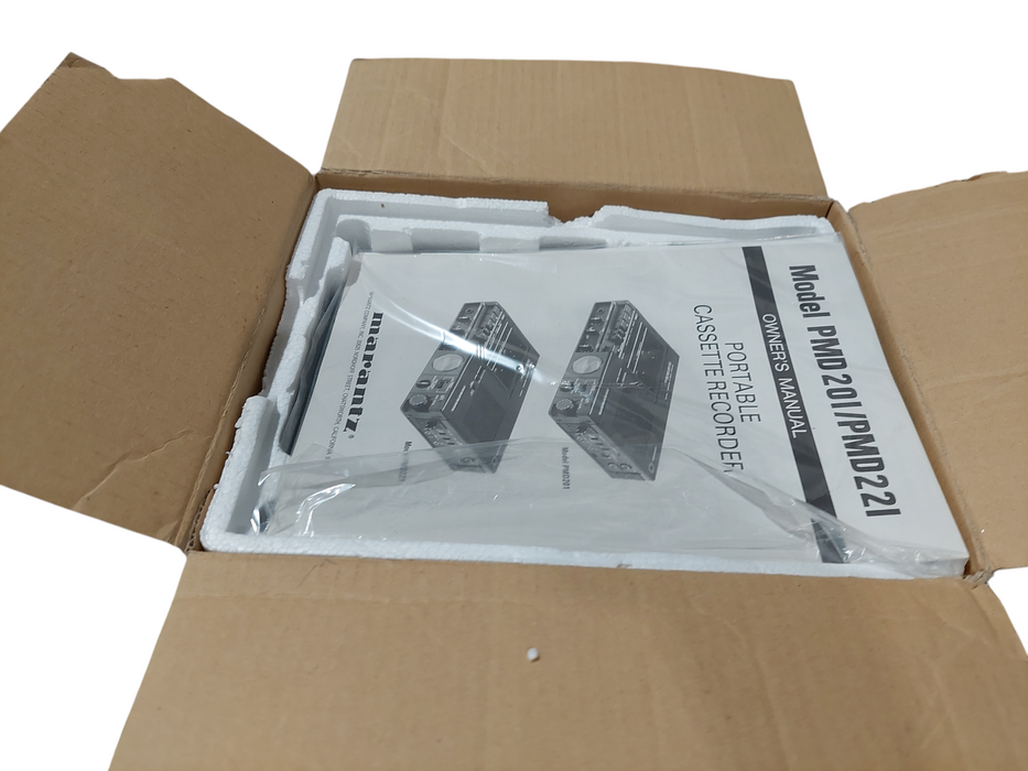 1 Merantz Portable Cassette Recorders Model: PMD201 box with manual, cable strap