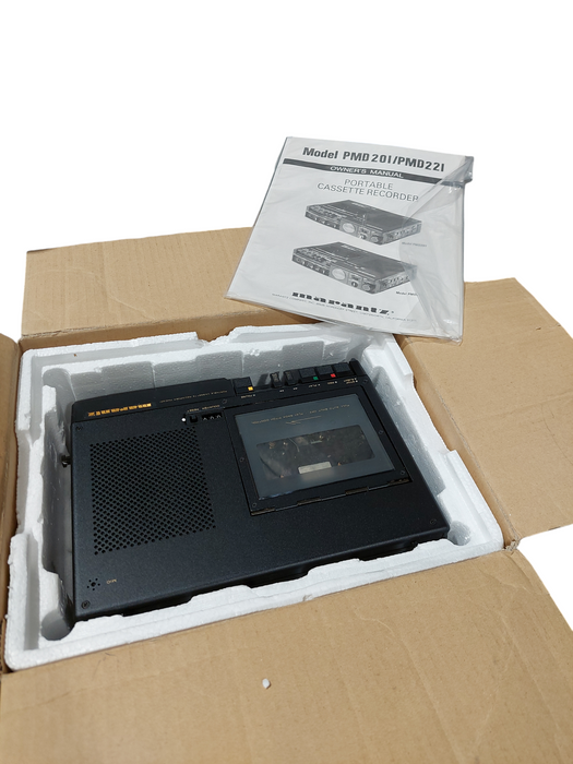 1 Merantz Portable Cassette Recorders Model: PMD201 box with manual, cable strap