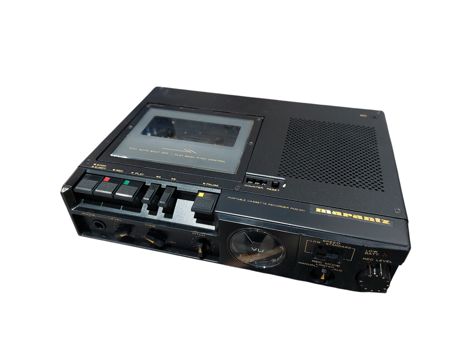 1 Merantz Portable Cassette Recorders Model: PMD201 box with manual, cable strap
