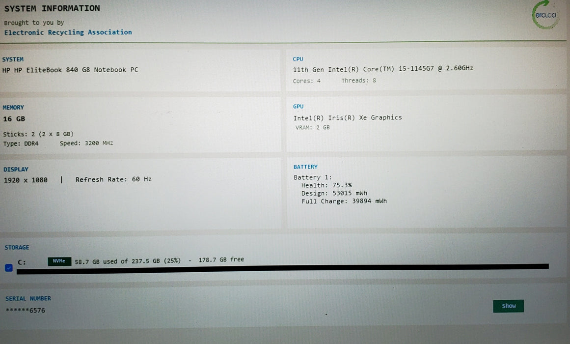 HP EliteBook 840 G8 i5-1145G7 16GB DDR4 256GB NVMe