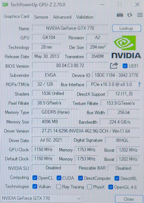 EVGA GeForce GTX770 Classified 4GB GDDR5 Graphics card