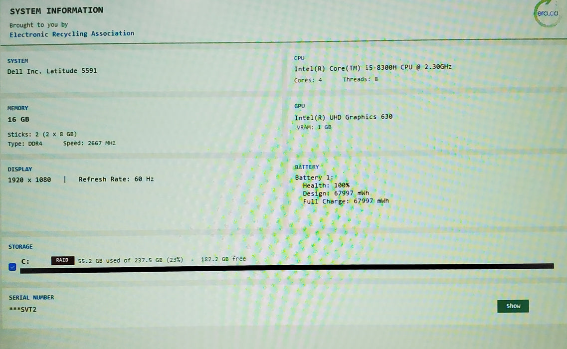 Dell Latitude 5591 15.6" I5-8300H 16GB DDR4 256GB SSD
