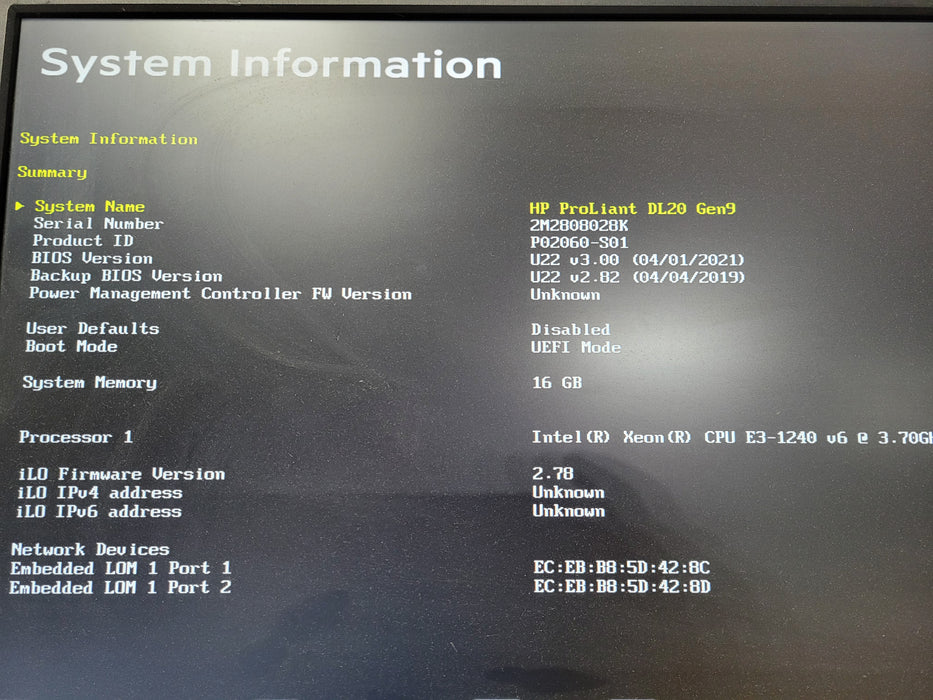 HP ProLiant DL20 Gen9 - Xeon E3-1240 v6 16GB DDR4 B140i 290W PSU