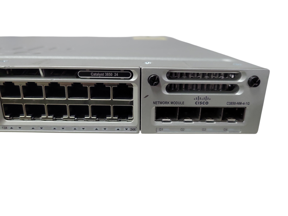 Cisco Catalyst WS-C3850-24T-S 24-Port Network Switch w/ C3850-NM-4-1G