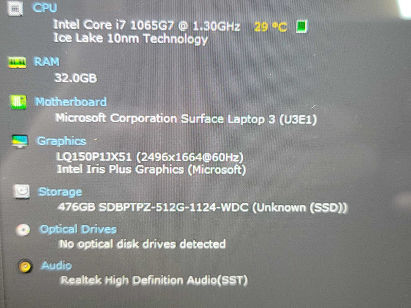 Microsoft Surface Laptop 3| i7-1065G7| 32GB DDR4| 512G BSSD  Î² Lap200