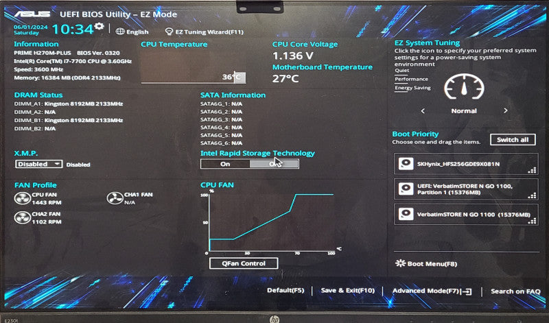 Custom PC/ASUS PRIME H270M-PLUS, i7-7700 3.60GHz, 16GB DDR4, 256GB NVMe, Quadro K2200 Q