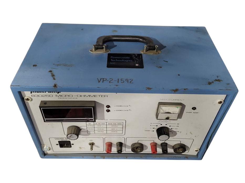 Multi-Amp 830250 Megger 100A Micro-Ohmmeter with Leads NIST Calibrated DLRO, SEE