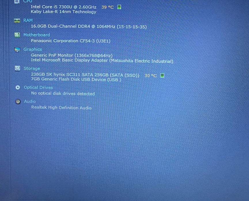 Panasonic ToughBook CF-54 i5-7300U 16GB RAM 256GB SSD 12530Hrs. READ