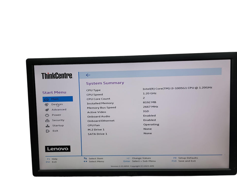 Lenovo ThinkCentre M60e Micro i3 - 1005G1 @ 1.20GHz 8GB DDR4 Ram No HDD