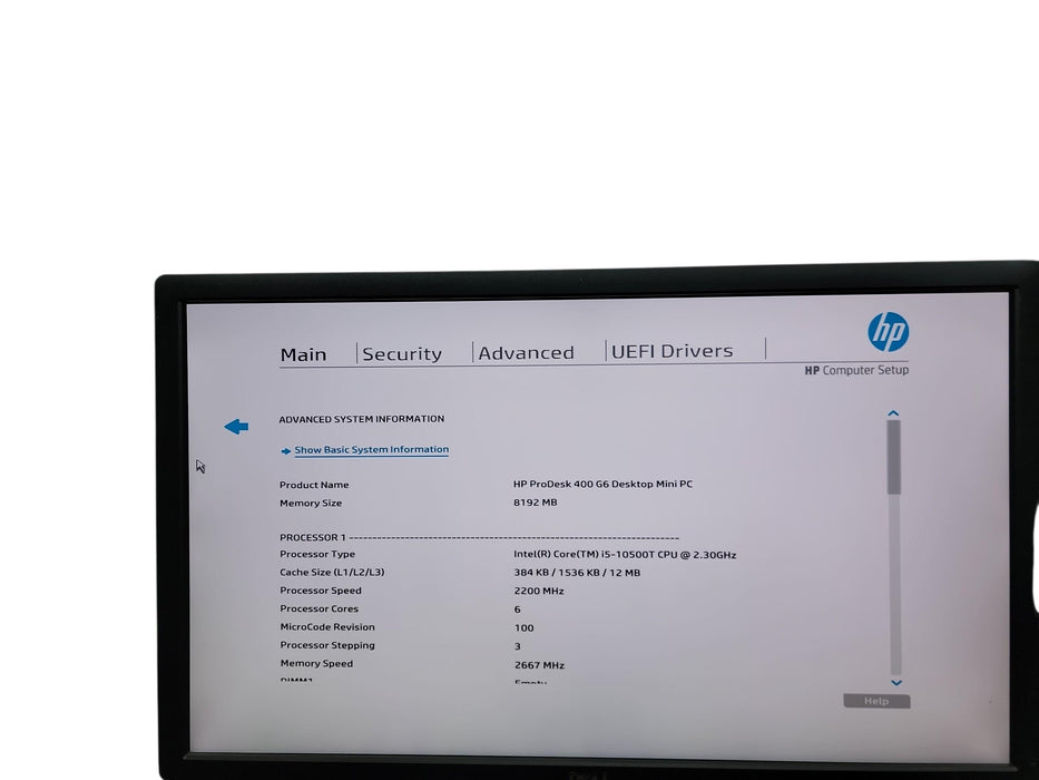 HP ProDesk 400 G6 Mini i5 - 10500T @ 2.30GHz 8GB DDR4 Ram No HDD