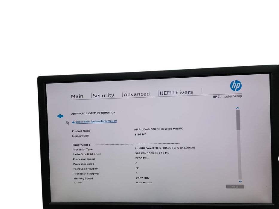 HP ProDesk 600 G6 Mini i5 - 10500T @ 2.30GHz 8GB DDR4 Ram No HDD