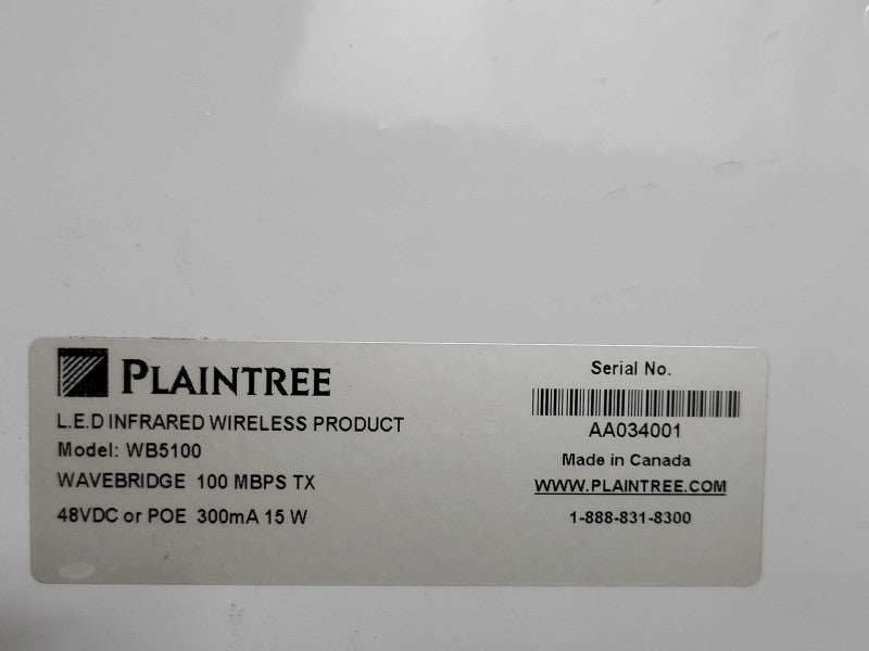Plaintree WB5100 WaveBridge 100 MBPS TX  w/ WBRFBR24 Wavebridge RF Link SEE _