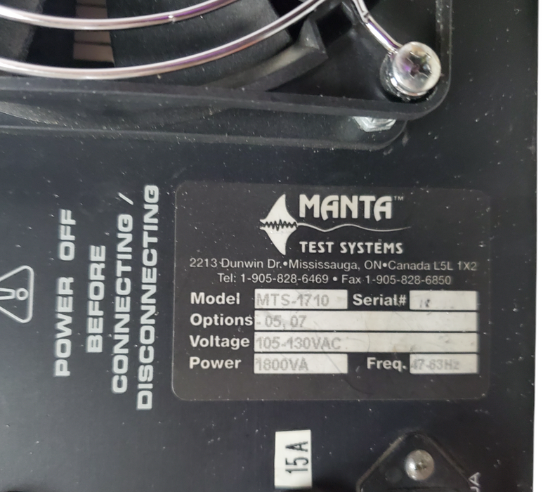 Manta Test Systems MTS-1710 Protective Relay Test System *READ*