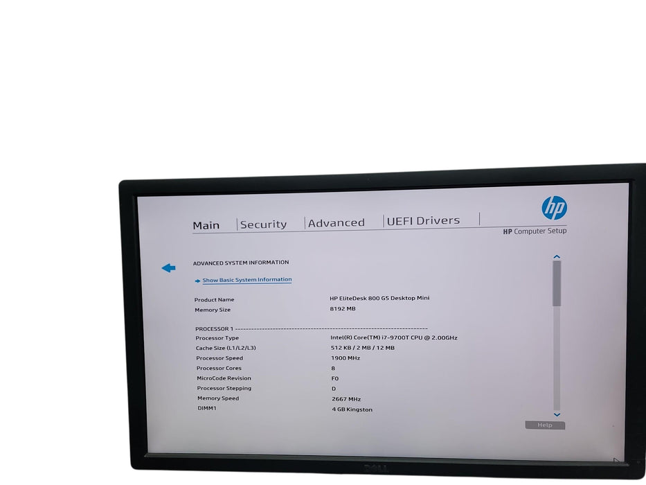 HP EliteDesk 800 G5 Mini i7 - 9700T @ 2.00GHz 8GB DDR4 Ram No HDD