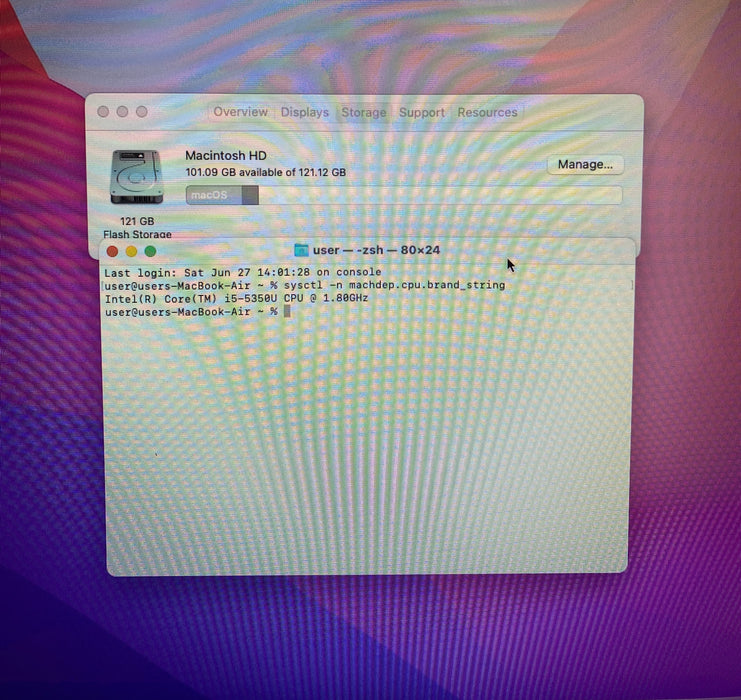 Apple MacBook Air 13" 2017 Core i5-5350U 1.80GHz 8GB RAM 128GB SSD