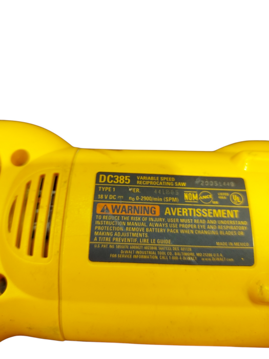 Lot 2x DeWalt DC385 18V Type 1/ 2 Variable Speed Reciprocating Saw Tool ONLY