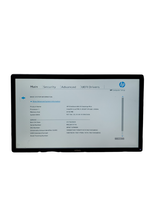 HP EliteDesk 800 G5 Mini Core i5-9500T 8GB DDR4 NO-HDD/SSD