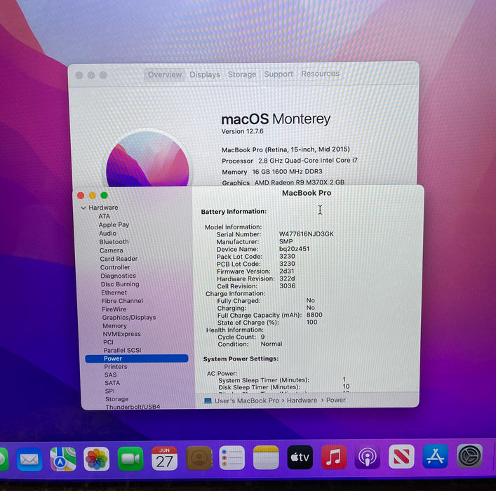 Apple MacBook Pro 15" 2015 i7-4980HQ Radeon R9 M370X GPU 16GB RAM 1TB SSD READ!