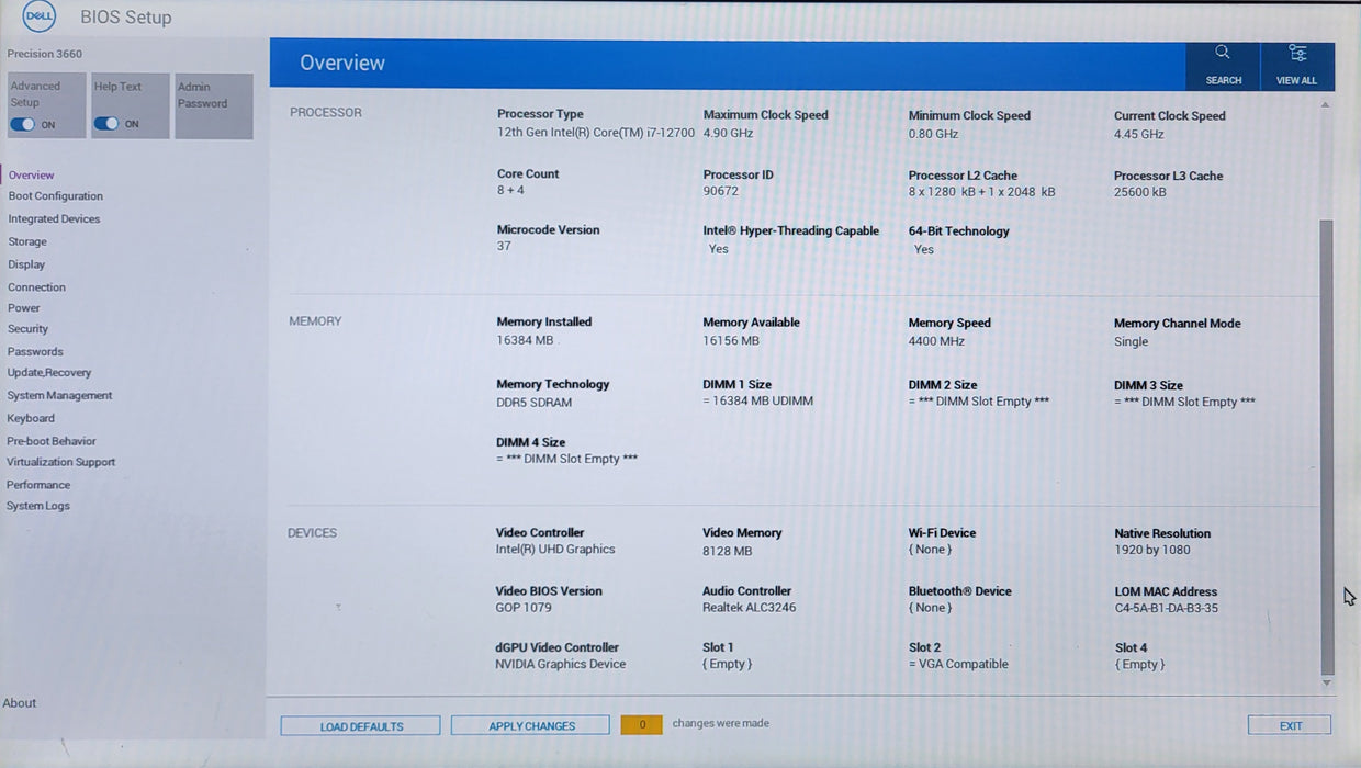 Dell Precision 3660 Tower i7-12700 16GB DDR5, 512GB NVME, Quadro T1000