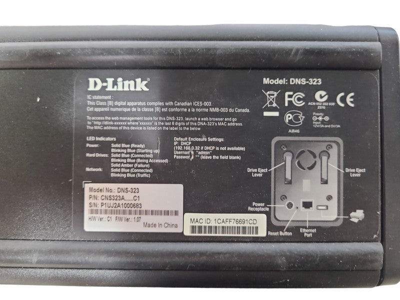 D-LINK DNS-323 ShareCenter 2-Bay Network Storage Enclosure, READ