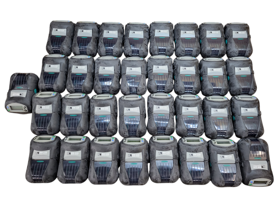 Lot of 33x Zebra RW220 bluetooth Thermal Printer R2D-0UBA000N-00 No AC/Battery