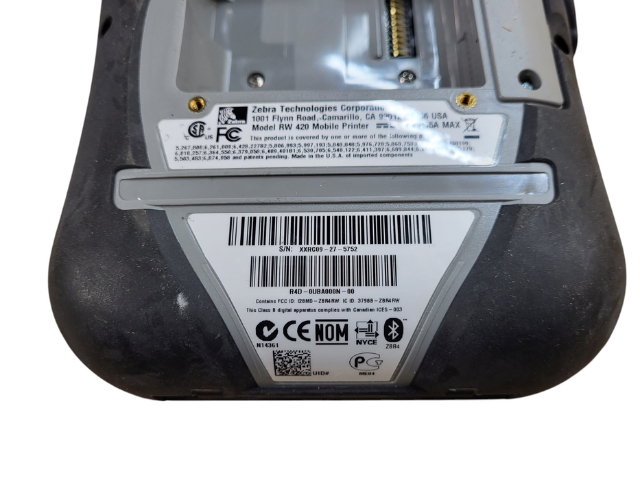 Zebra RW420 Mobile Printer w/ Bluetooth Radio P/N: R4D-0UBA000N-00 No AC/Battery