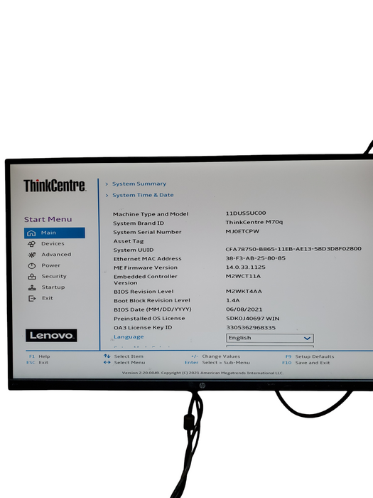 Lenovo ThinkCentre M70q Tiny Intel i5-10500T 2.30GHz 8GB RAM NO-HDD/SSD