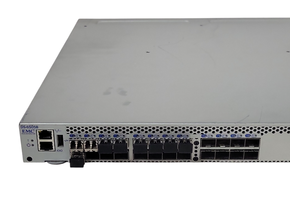 Brocade EMC2 DS-6505B EM-6505-12-8G-0R 12x active ports, 2x PSU, with 10x SFPs