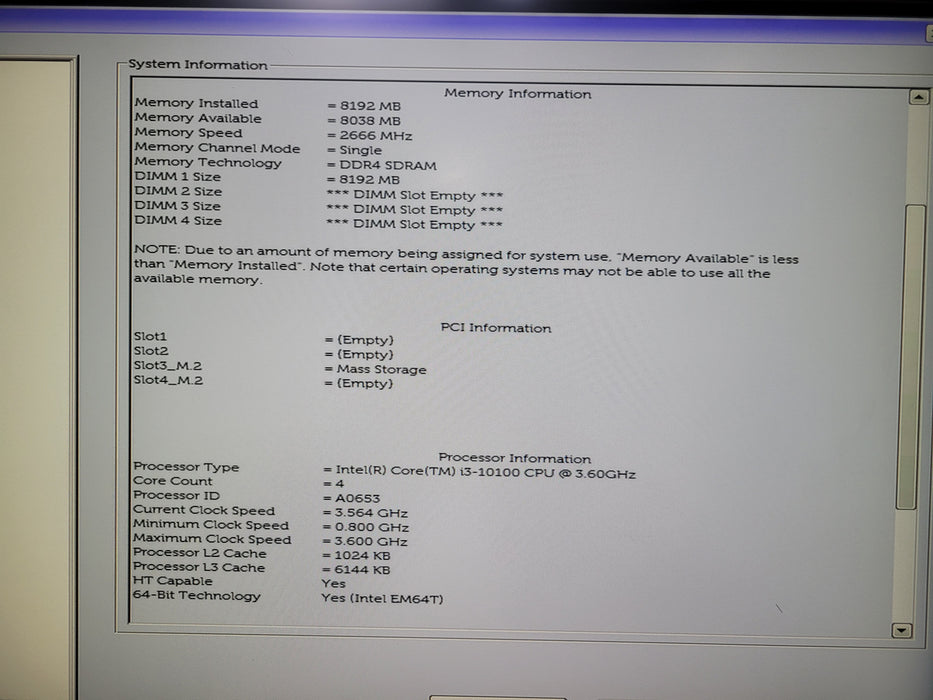 Dell OptiPlex 5080 | i3-10100 @3.60GHz 8GB DDR4 256GB NVMe