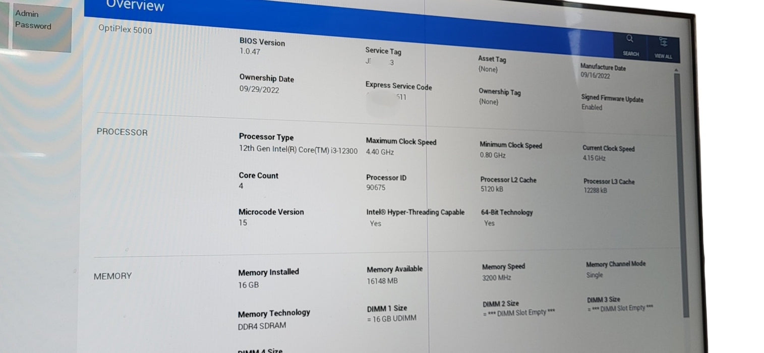 Dell OptiPlex 5000 SFF i3-12300 CPU  | 16GB DDR4 | 256GB NVMe
