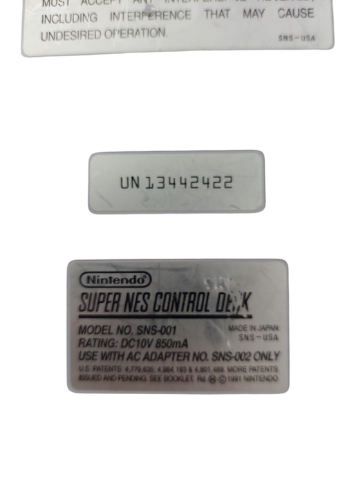 Super Nintendo Model: NES -001 (Parts)