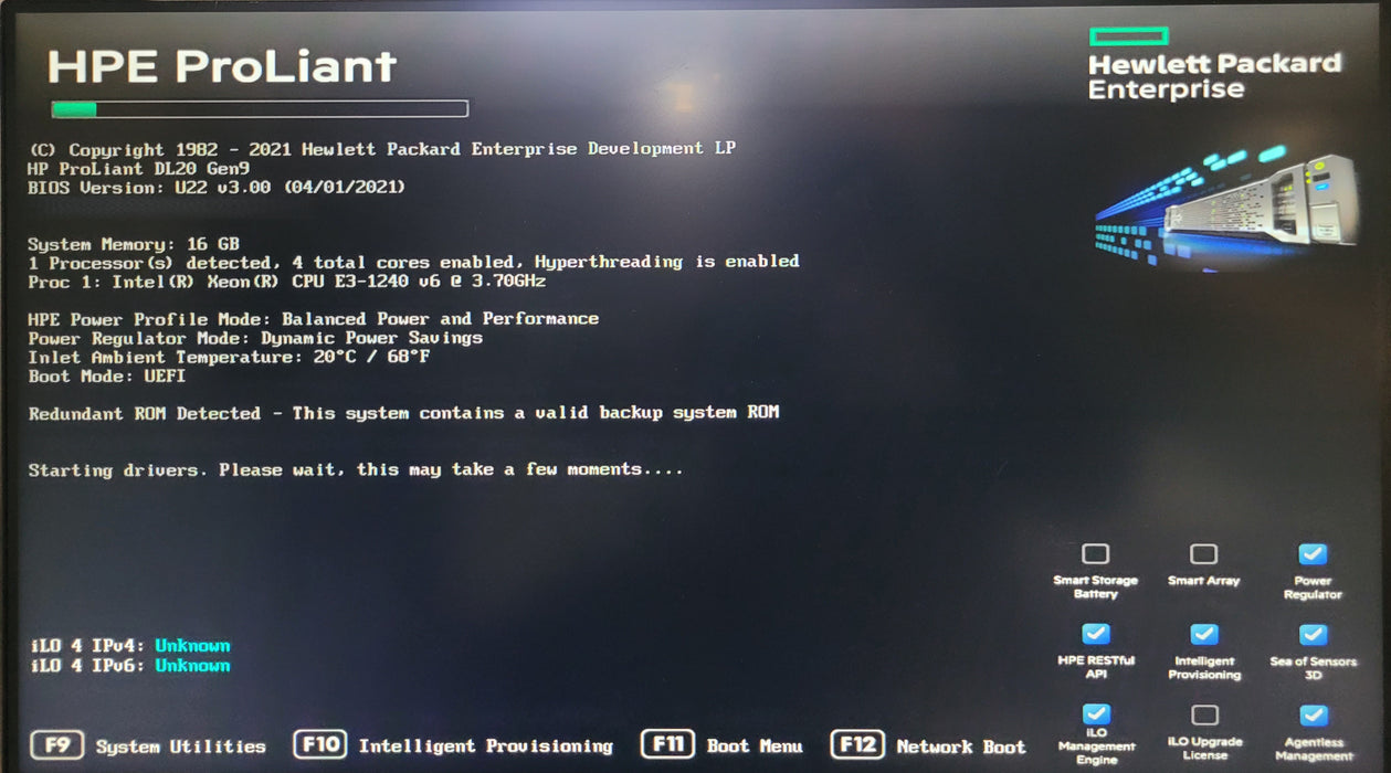 HP ProLiant DL20 Gen9 | 1x Xeon E3-1240 v6 @ 3.70GHz 16GB DDR4 | NO HDD